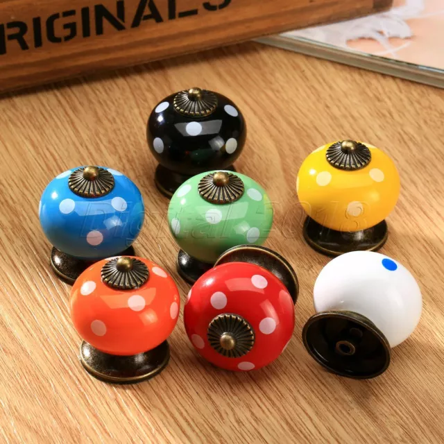 One Set Retro Ceramic Door Knobs Cabinet Drawer Cupboard Kitchen Pull Handle Kit