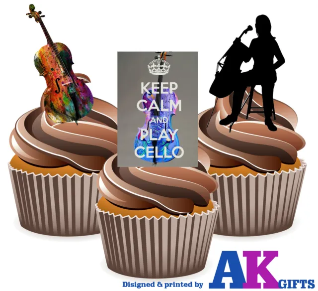 Cello Party Pack 36 Edible Cup Cake Toppers Birthday Classical