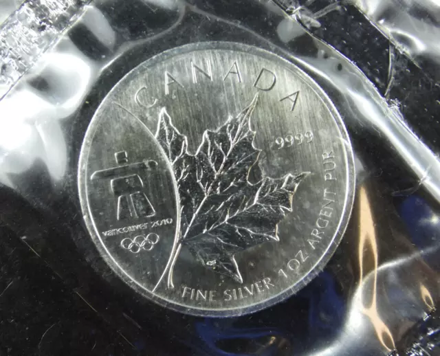 2008 $5 1 oz Silver Maple Leaf Coin INUKSHUK Olympics Canada 9999 Fine Ag Pouch