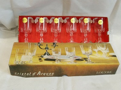 vintage dans boîte origine modèle Pompadour n°7 5 cl 6 verres cristal d'Arques 