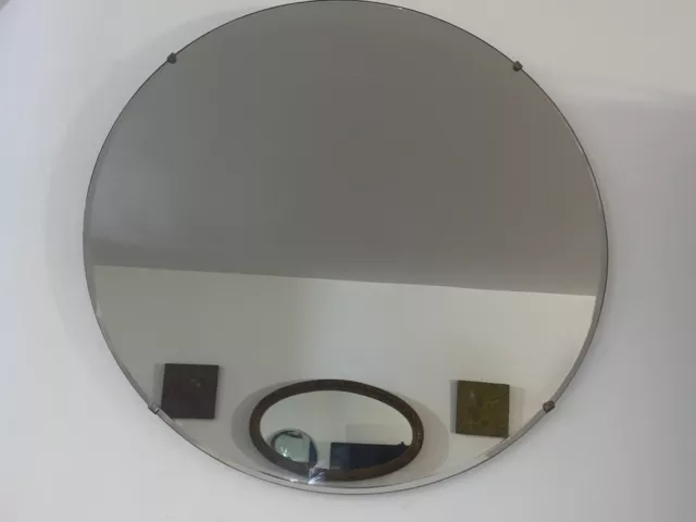 Antique 1948 Libby Owens Ford Polished Plate Glass Oval Mirror By Therion&Son
