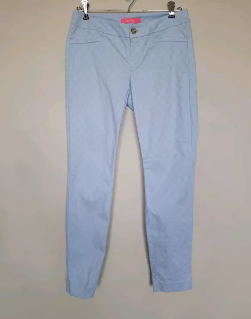 Lilly Pulitzer Womens Kelly Skinny Ankle Pants Textured Crew Blue Size 2