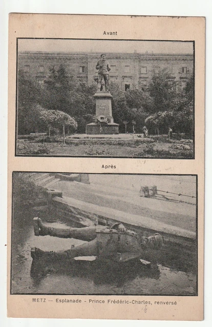 METZ  - Moselle - CPA 57 - Militaire - Metz délivrée Frederic Statue renversée