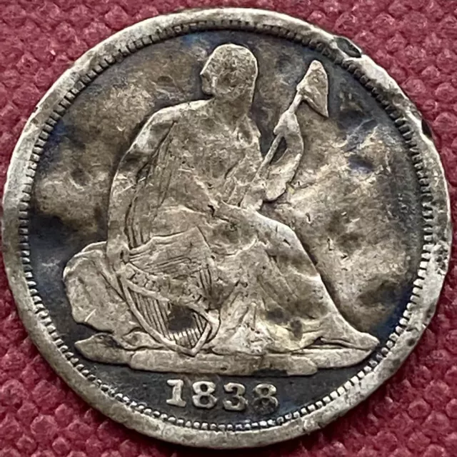 1838 O Seated Liberty Half Dime 5c Better Grade VF Details #53513