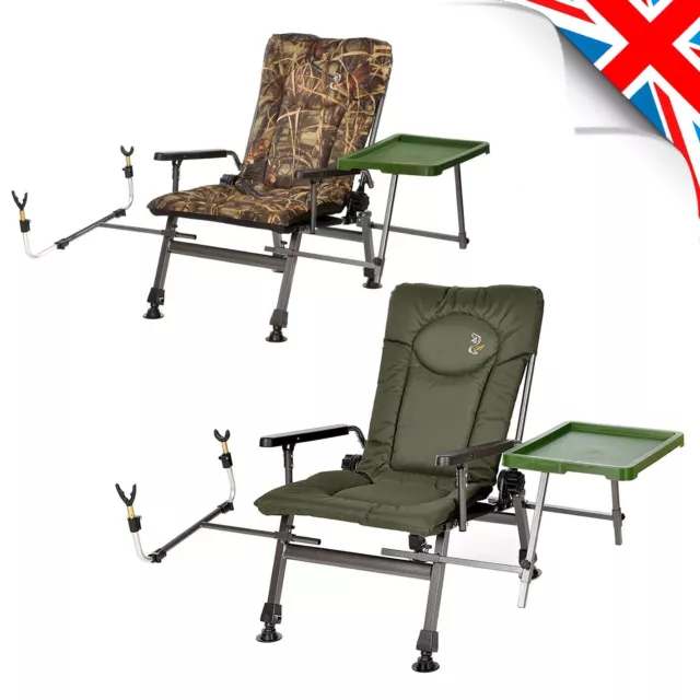 SET CARP FISHING Chair Folding F5R+Rod Holder +Table Legs Adjustable_Comfort UK