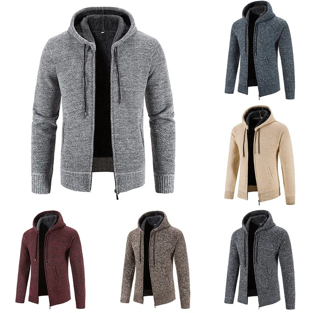 Giacche per Uomo Giacca con Cappuccio Felpa Cerniera Lampo Cardigan