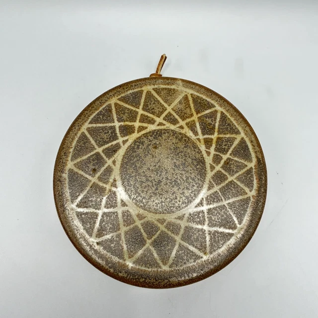 Vtg Kate Huffman What Cheer Pottery Ceramic Hanging Trivet Tile Sun Spirograph