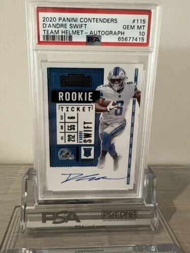 D'ANDRE SWIFT RC  - 2020 Contenders ROOKIE TICKET AUTO  -   PSA  10  -   '.;