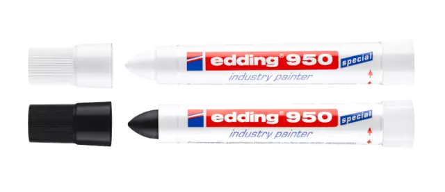 2 x Edding 950 industry painter Spezialmarker Strichstärke 10mm, weiß + schwarz