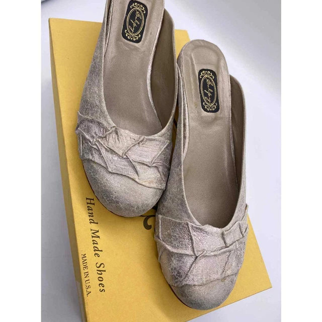 Salpy Champagne Blush Design Leather Shoes Slides Mules Size 8 1/2 Handcrafted