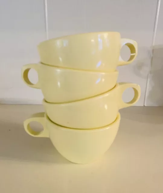 Juego de 4 tazas de té de melamina amarilla punta de flecha tazas comedor estilo Cleveland Ohio