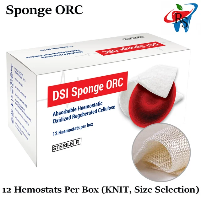 DENTAL STERILE ORC Absorbable Hemostatic Sponge Wound Bleed Stop KNIT £ ...