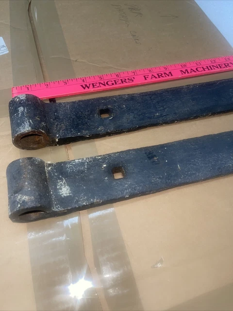 32 Inch Antique Hand Forged Iron Strap Hinges Barn Door Used Nice Shape 2