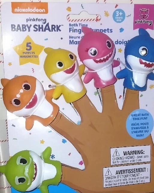 NICKELODEON PINKFONG BABY Shark Bath Time Finger (5) Puppets Vinyl New