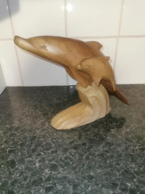 wooden Dolphin ornament, hand carved