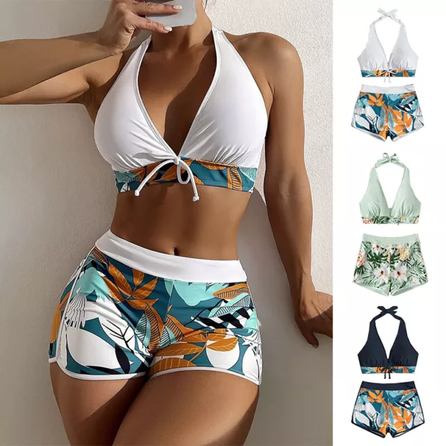 Floral Femmes Maillot de Bain Remontant Bikini Rembourré Ensemble Short De *