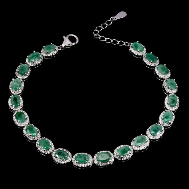 Shola Vrai Naturelle Vert Émeraude Bracelet Argent Sterling B295