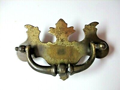 Drop Bail Pull Handle 1930s Antique English Brass 3" Centers Chippendale 1 Vtg