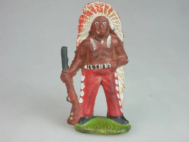 DDR ARI INDIANER Häuptling Gummi-Figur 7,8cm August Riedeler 125206 EUR ...