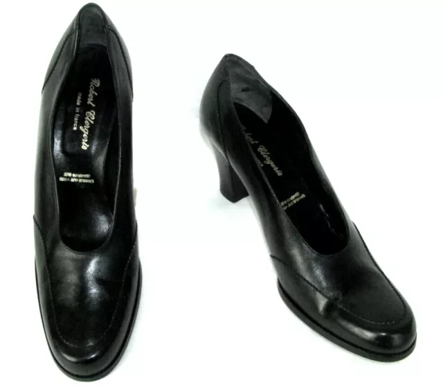 ROBERT CLERGERIE Escarpins talons 7 cm cuir noir 8 = 39.5 EXCELLENT ETAT