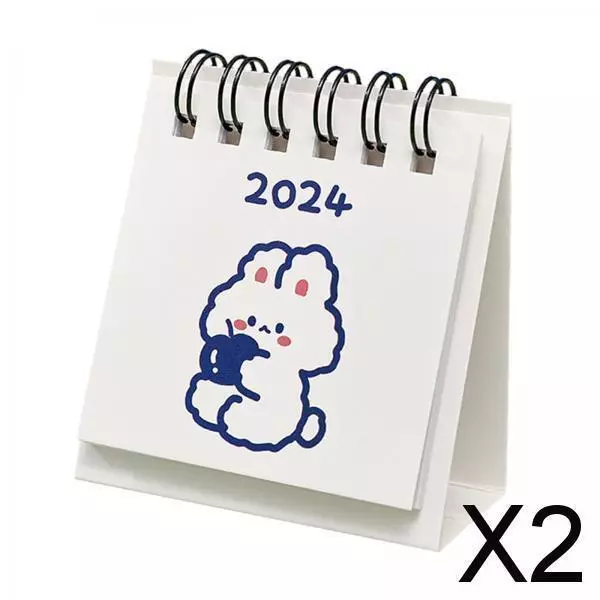 2X Standing Flip 2024 Desktop-Kalender Mini-Desktop-Kalender Für