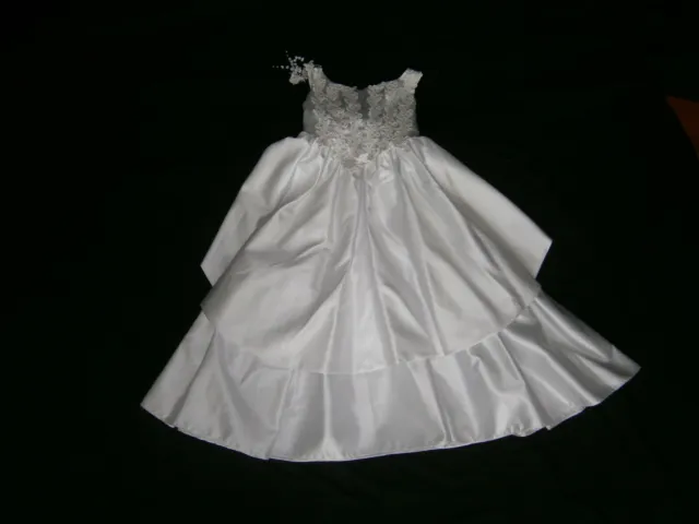 Storybook Formal Flower Girl Wedding Size 7 White Dress Sash Flowers Pageant USA