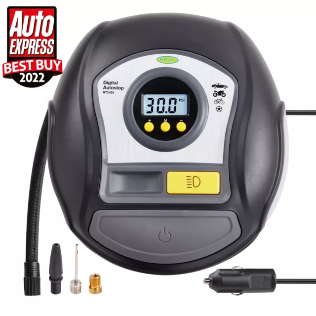 Ring 12v Digital Tyre Inflator Air Compressor Wheel Car Pump Auto Stop - RTC450