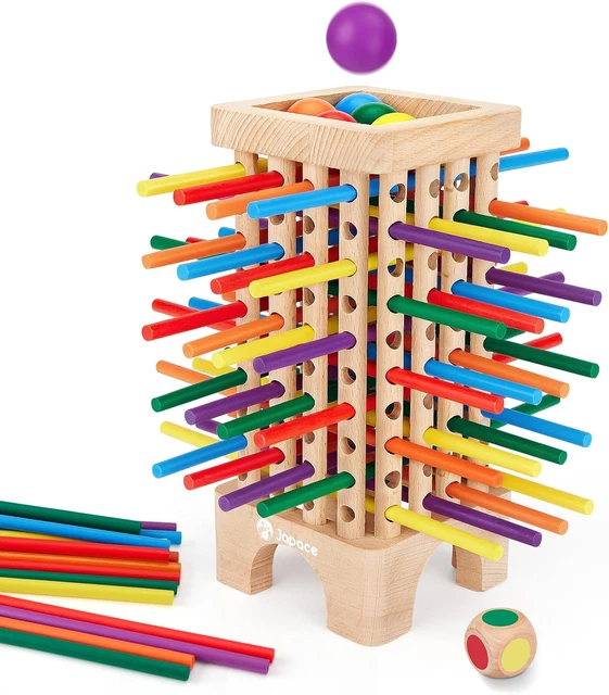 Japace Gioco Della Torre Pendente Di Pisa In Legno – Montessori – 36 Bastoncini Colorati