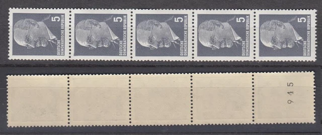DDR 845 XIBx RM 5er Streifen ungerade Nummer Walter Ulbricht 5 Pf postfrisch