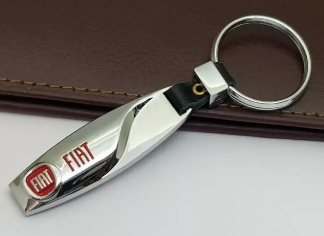 Fiat Car Logo Teardrop Metal Keyring key chain with Gift Pouch [S3]