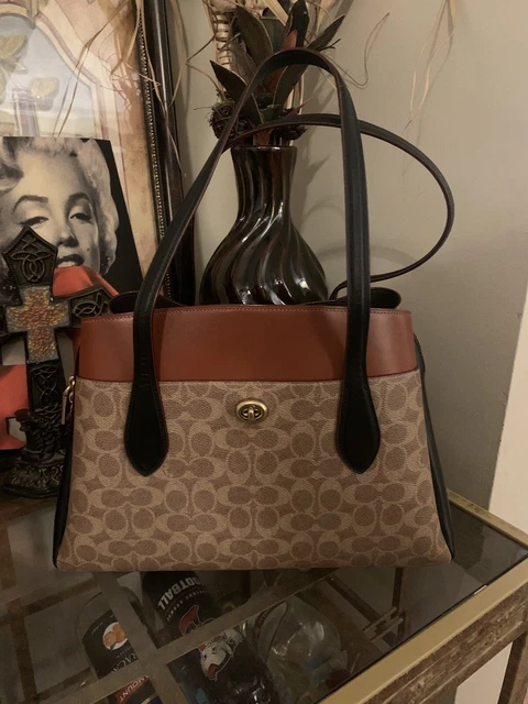 COACH LADIES LORA 30 Carryall Bag in Signature Canvas Tan Rust