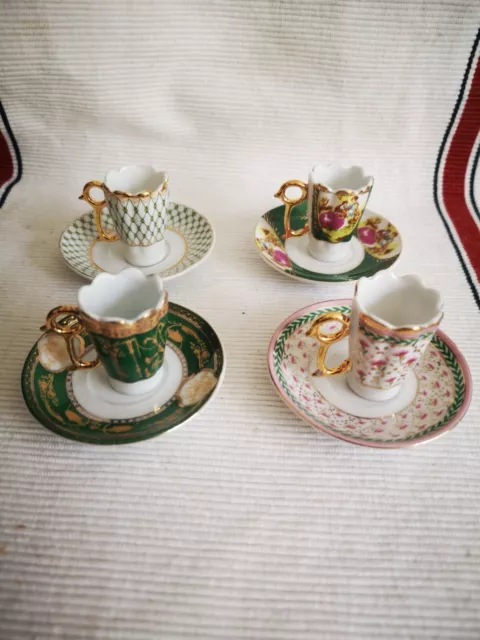 Limoges Venezia gold Miniature Collection Cup And Saucer X 4