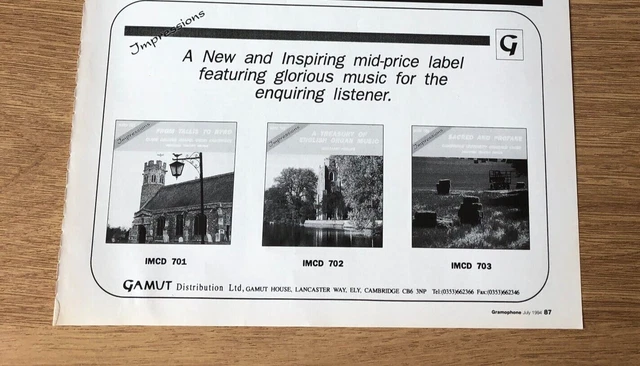 (STG)Jul1994 Pg87 Advert 5x8" Impressions: "A Treasury Of English Organ Music"