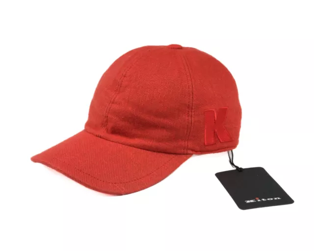 Kiton Napoli $650 NWT Solid Orange Cashmere Baseball Cap Hat Universal Size