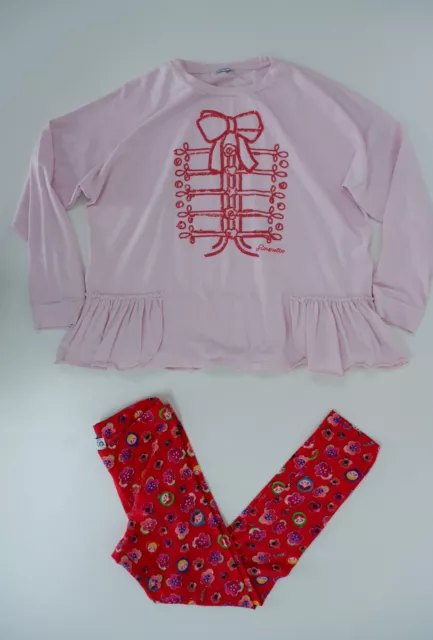 Simonetta Girls Outfit 2 Piece Set Age 12 Yrs T Shirt Top Leggings Pink Printed