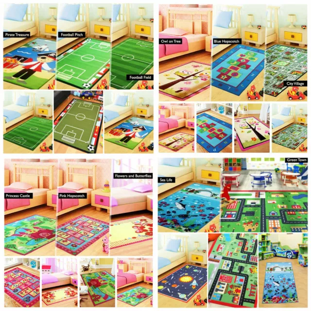 Kids Rugs Filles Garçons Chambre Créateur Tapis Salle à Manger Doux Maternelle