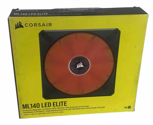 Corsair ML140 ELITE Red Premium 140x140x25 Gehäuselüfter PWM Lüfter Schwarz NEU