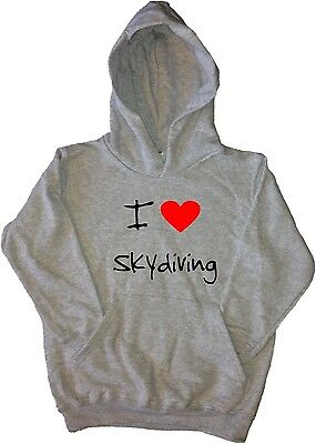 I Love Heart Skydiving Kids Hoodie Sweatshirt