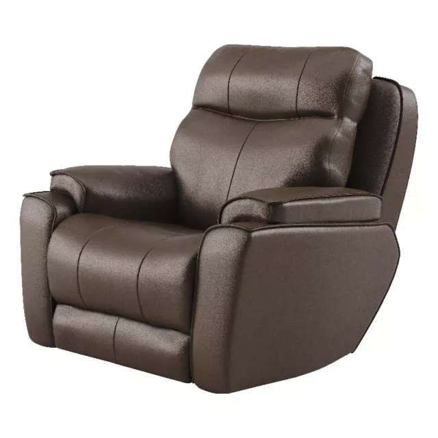 Southern Motion Showstopper Leather Power Headrest Rocker Recliner in Brown
