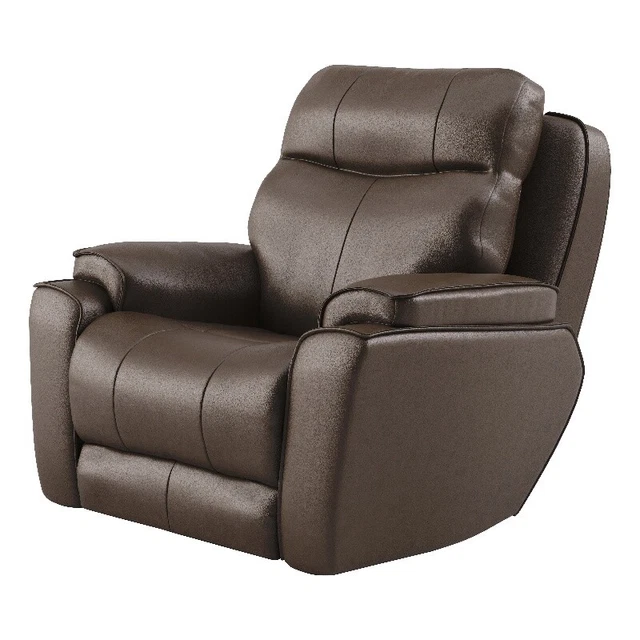 Southern Motion Showstopper Leather Power Headrest Rocker Recliner in Brown Southern Motion Showstopper Leather Power Headrest Rocker Recliner in Brown