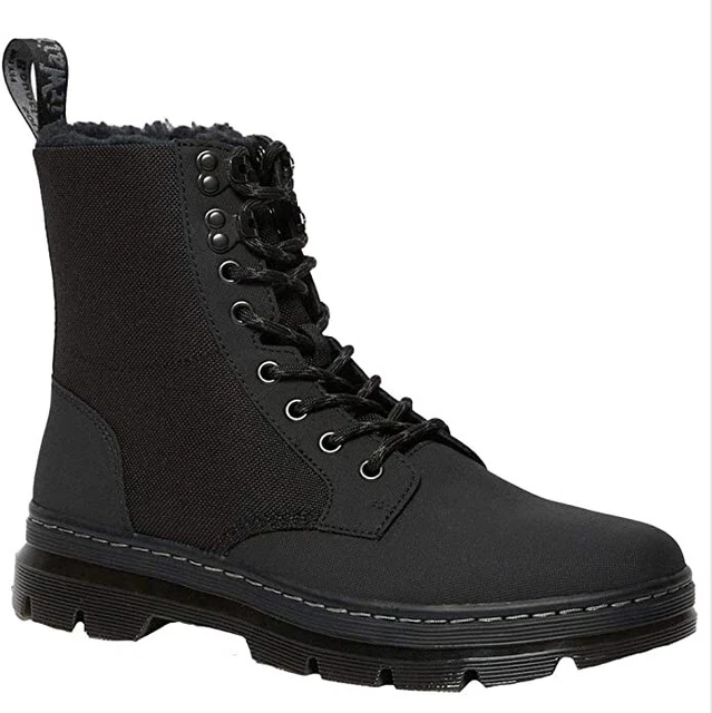 DR MARTENS BOOTS COMBS II POLY BLACK + BLACK Fur lining MENS US SIZE 13 M