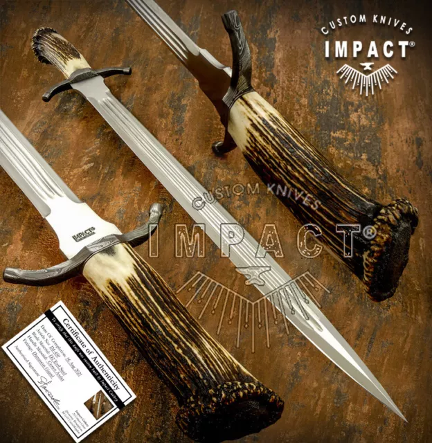 Impact Cutlery Rare Custom D2 Art Dagger Knife Sword Crown Antler