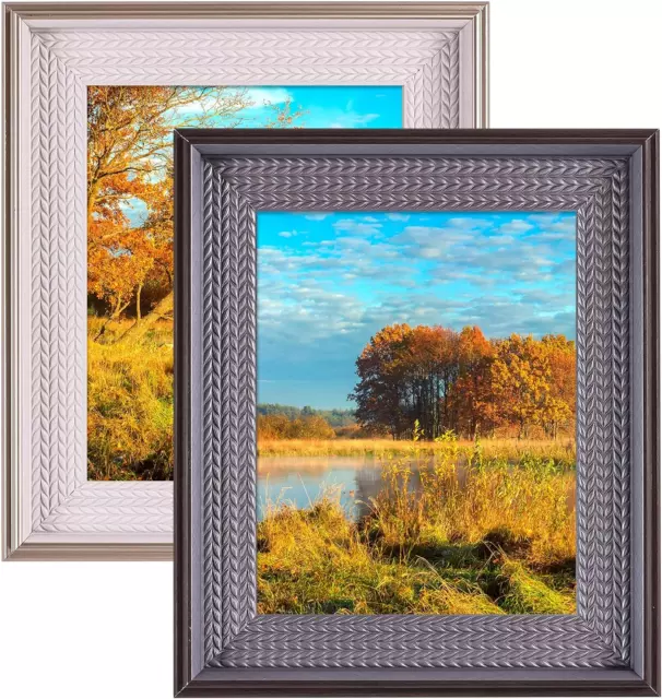 Set of 2 11x14 Matted To 8x10 Brown Photo Picture Frame Home