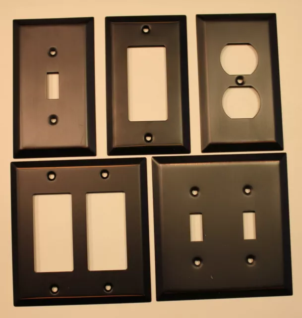 Switch Plate Outlet Cover Wall Rocker Oil Rubbed Bronze Retail Packaged NEW