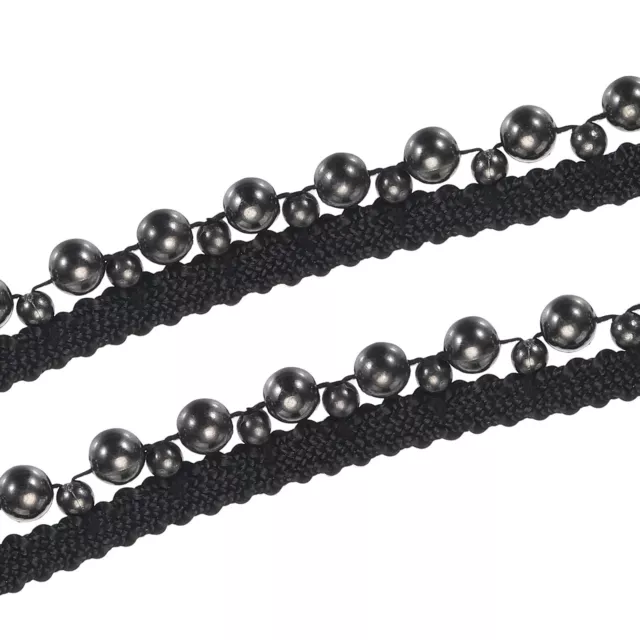 5 Yards Faux Pearls Lace Ribbon Pearl Bead Tassel for Wedding 15mm Black Ribbon