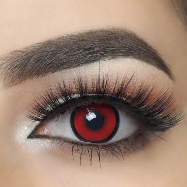 Lentilles De Couleurs Fantaisie Crazy Halloween Rouge Manson Red + Etui