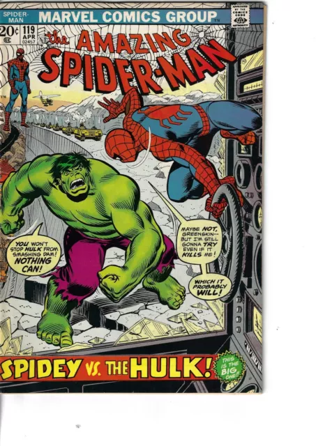 Amazing Spider-Man 119 Hulk Fine- 1973 Glossy