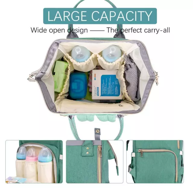 Baby DiaperBag Backpack Travel Mom Mummy Maternity Changing Pad Waterproof Green 3