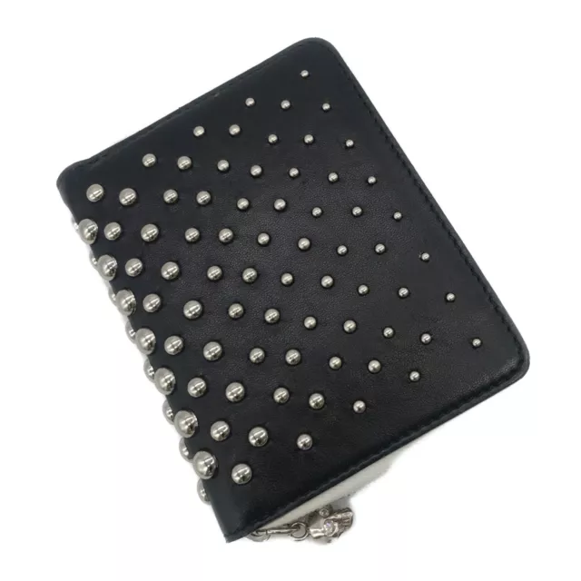 Alexander McQueen Studded Skull Charm Zip Wallet Black Authentic