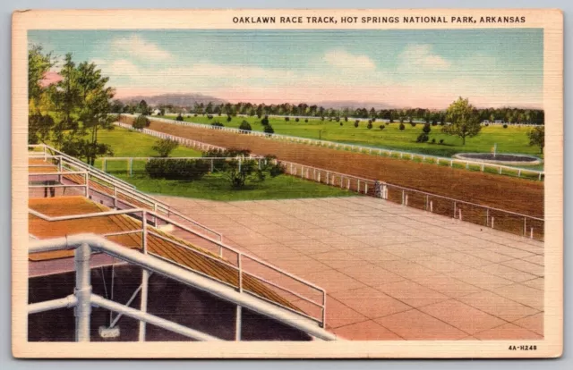 Oaklawn Race Track Hot Springs National Park Arkansas Linen Vintage UNP Postcard